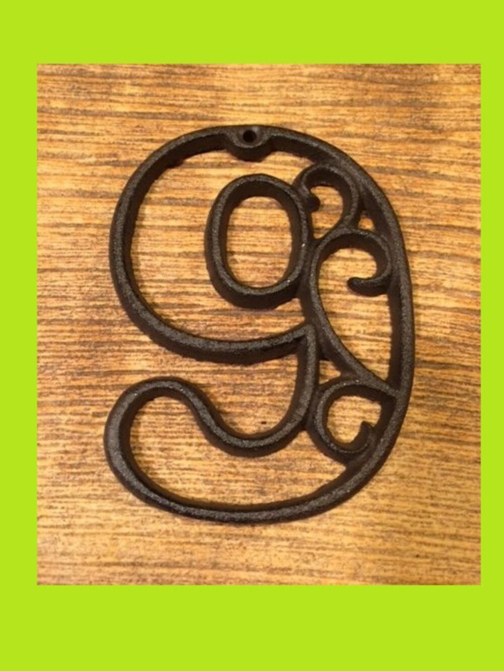 "9" (Nine) House Address Number Ornate Cast Iron Filigree 4 5/8" tall 0558-9